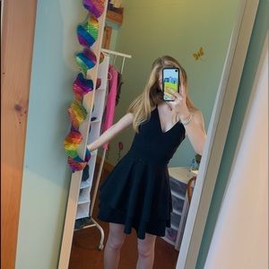 black lace back skater dress